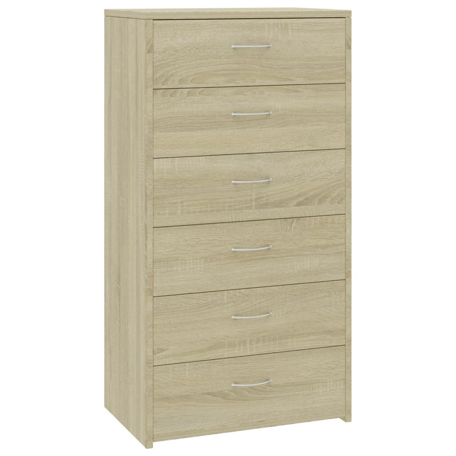 Dressoir Met 6 Lades 50X34X96 Cm Spaanplaat Kleurig Sonoma eiken