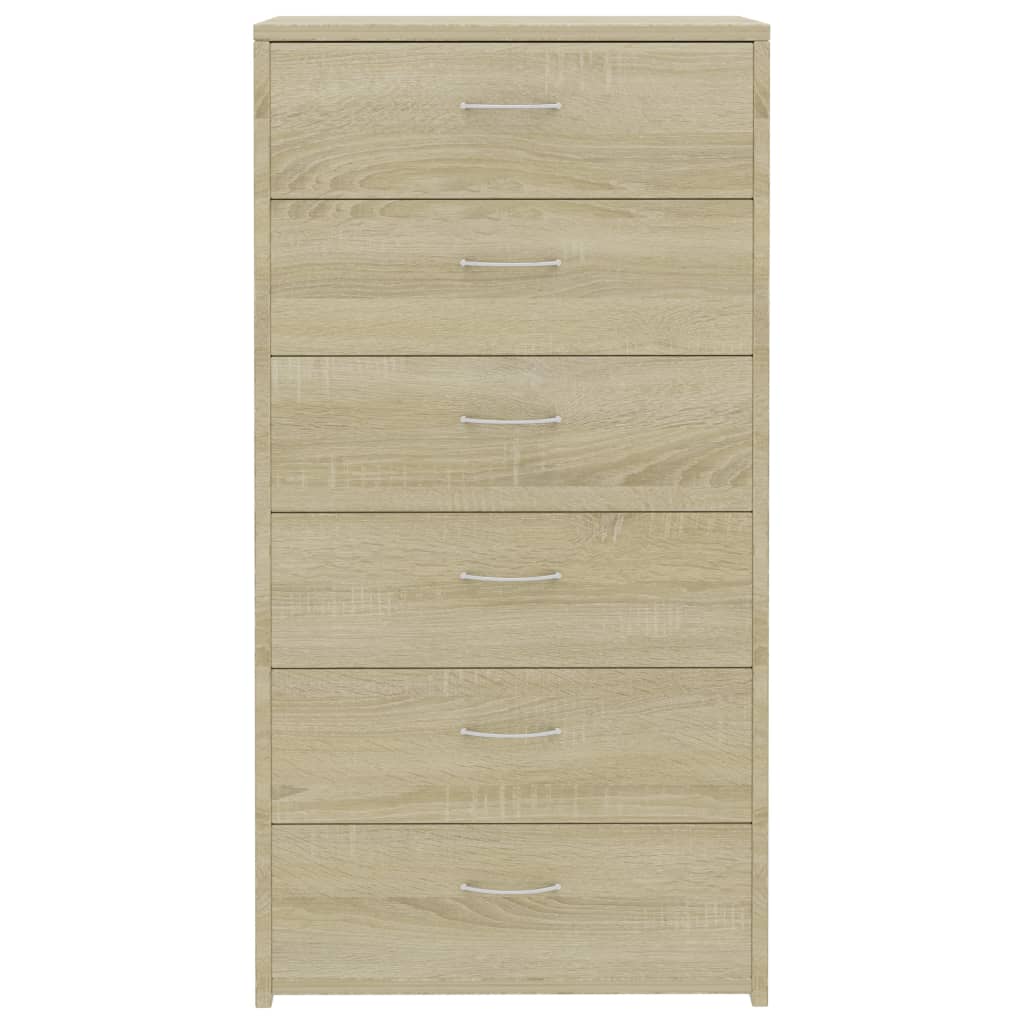 Dressoir Met 6 Lades 50X34X96 Cm Spaanplaat Kleurig Sonoma eiken