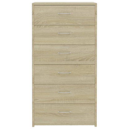 Dressoir Met 6 Lades 50X34X96 Cm Spaanplaat Kleurig Sonoma eiken