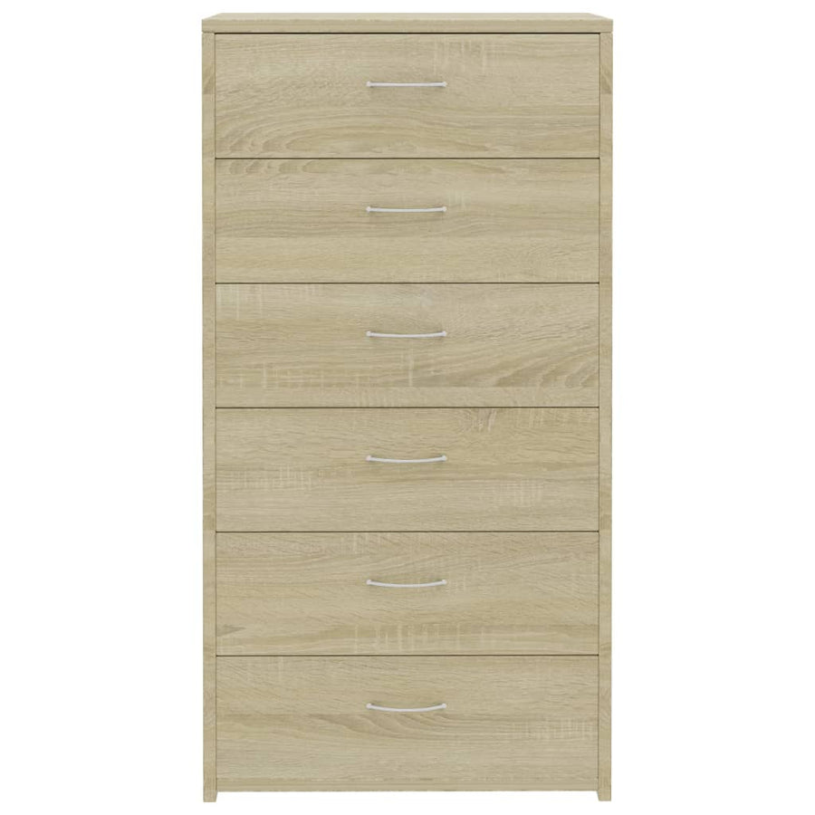 Dressoir Met 6 Lades 50X34X96 Cm Spaanplaat Kleurig Sonoma eiken