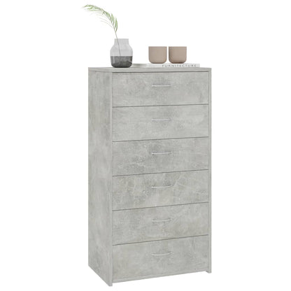Dressoir Met 6 Lades 50X34X96 Cm Bewerkt Hout Betongrijs