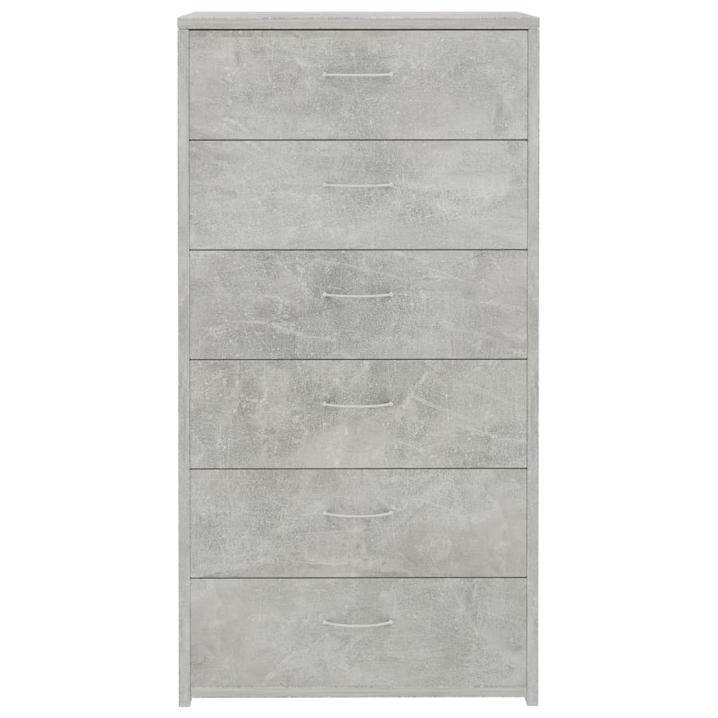 Dressoir Met 6 Lades 50X34X96 Cm Bewerkt Hout Betongrijs