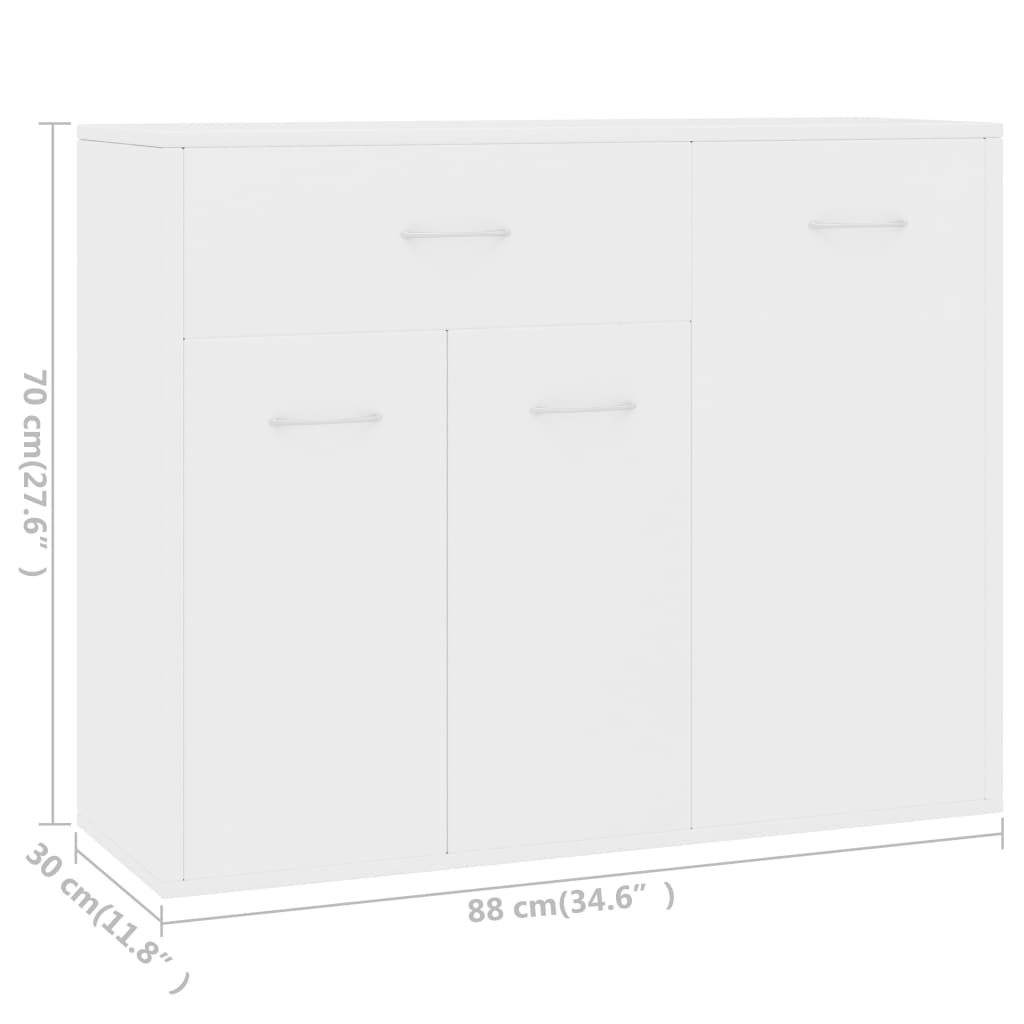 Dressoir 88X30X70 Cm Bewerkt Hout Wit