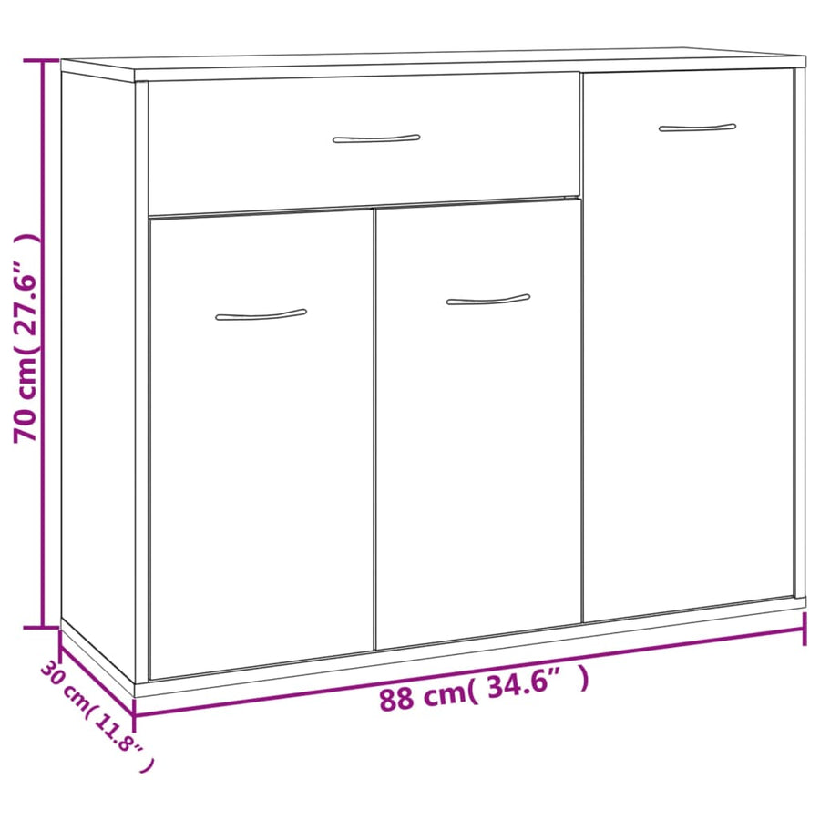 Dressoir 88X30X70 Cm Bewerkt Hout Kleurig Sonoma eiken