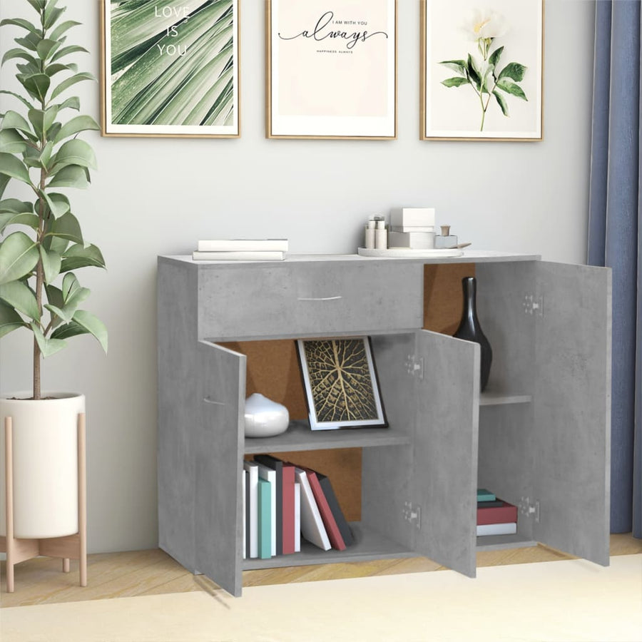 Dressoir 88X30X70 Cm Bewerkt Hout Betongrijs
