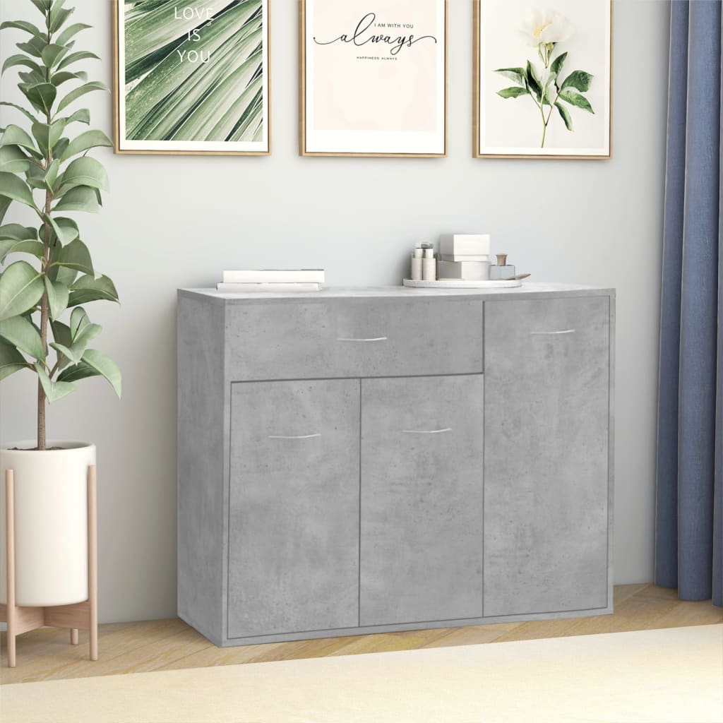 Dressoir 88X30X70 Cm Bewerkt Hout Betongrijs