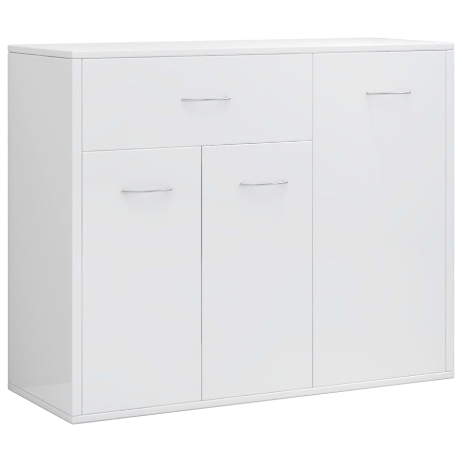 Dressoir 88X30X70 Cm Bewerkt Hout Hoogglans wit