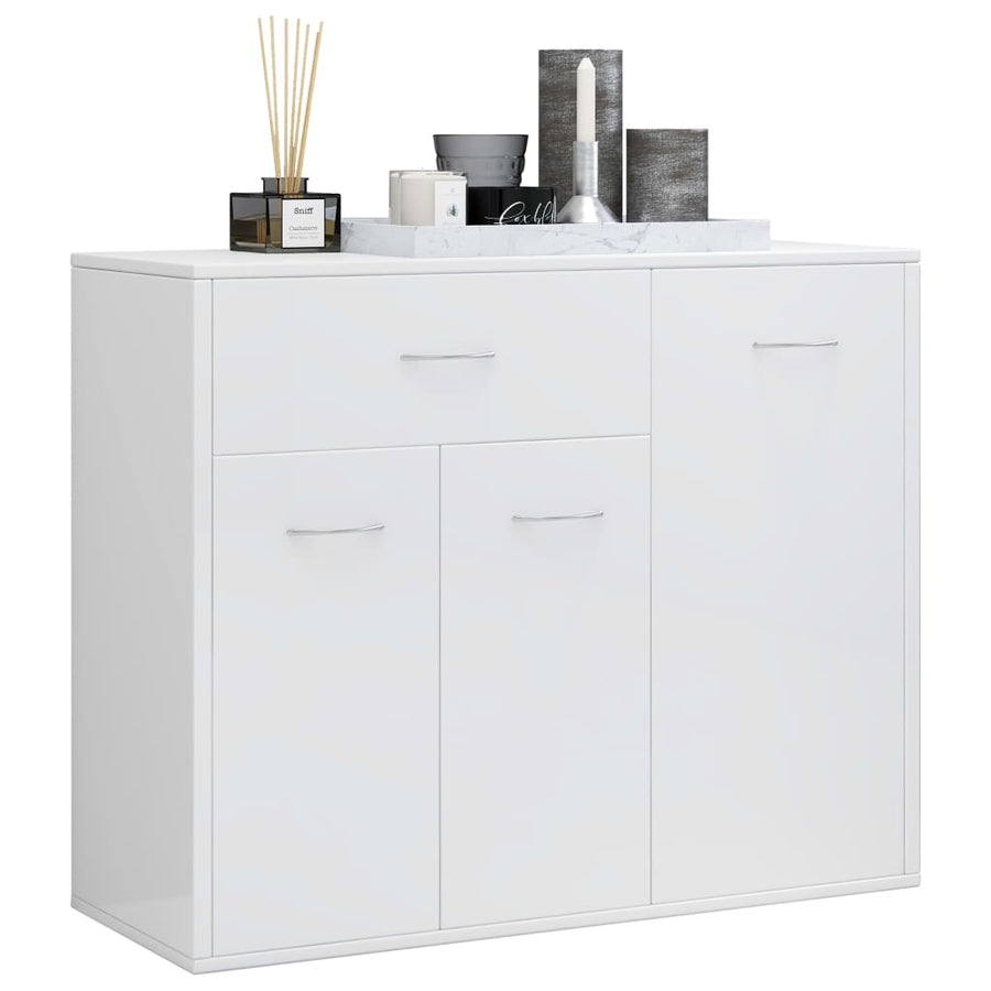 Dressoir 88X30X70 Cm Bewerkt Hout Hoogglans wit