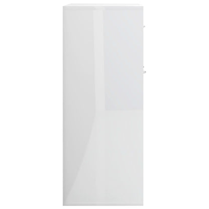 Dressoir 88X30X70 Cm Bewerkt Hout Hoogglans wit