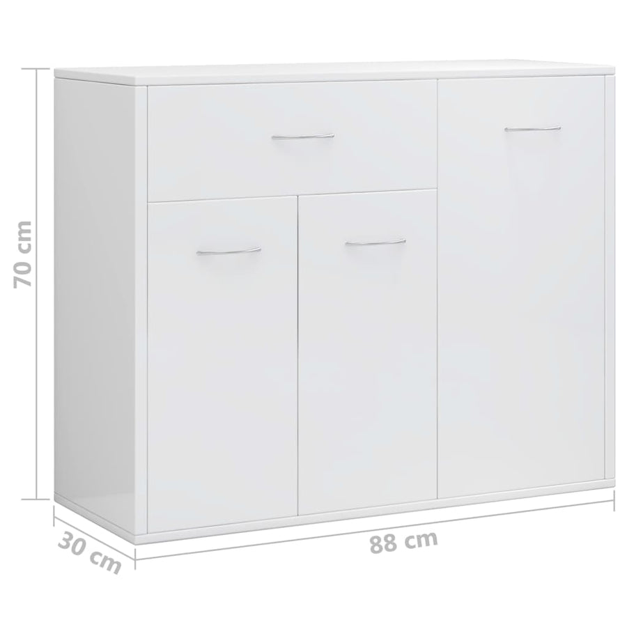 Dressoir 88X30X70 Cm Bewerkt Hout Hoogglans wit