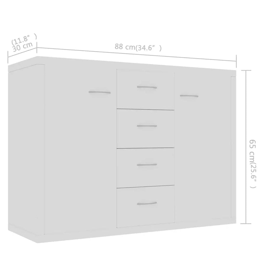 Dressoir 88X30X65 Cm Spaanplaat Wit
