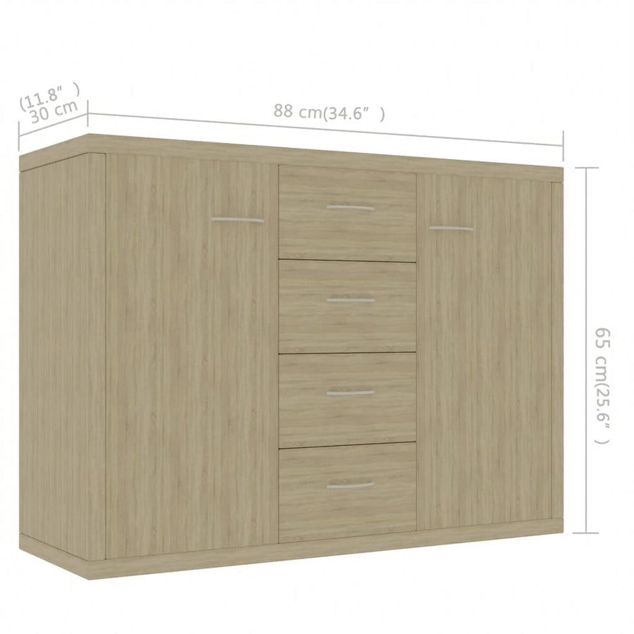 Dressoir 88X30X65 Cm Spaanplaat Kleurig Sonoma eiken