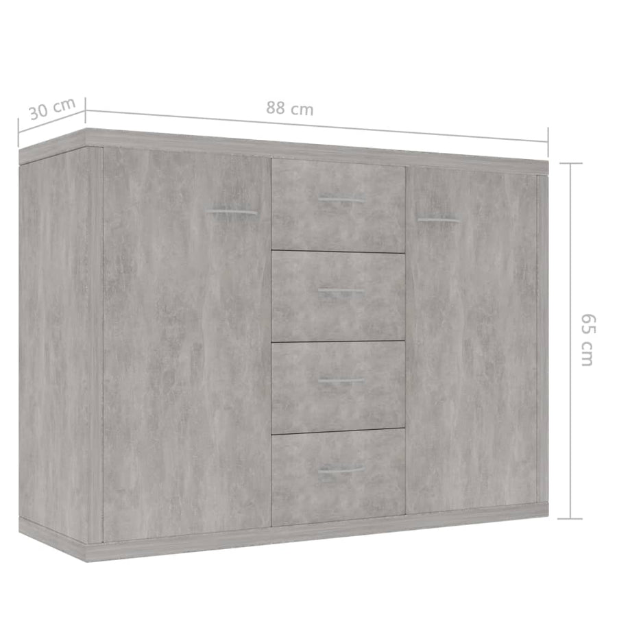 Dressoir 88X30X65 Cm Spaanplaat Betongrijs
