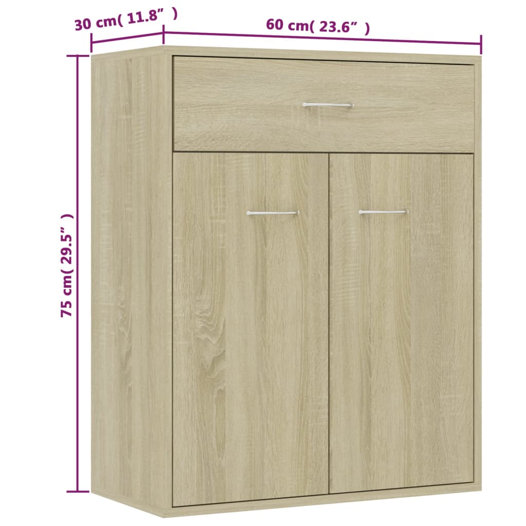 Dressoir 60x30x75 cm spaanplaat sonoma eikenkleurig Sonoma eiken