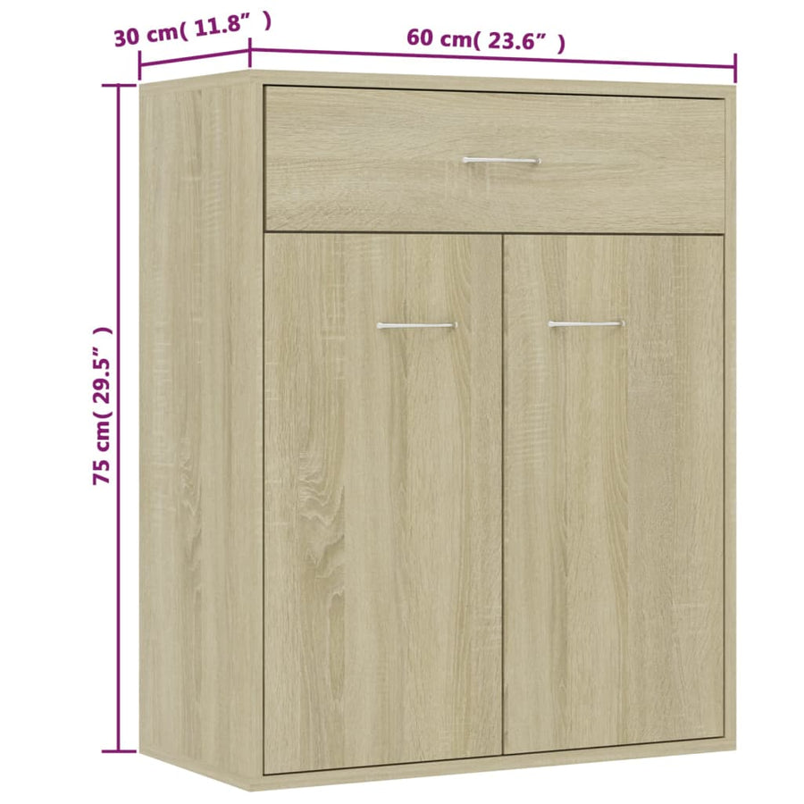 Dressoir 60x30x75 cm spaanplaat sonoma eikenkleurig Sonoma eiken