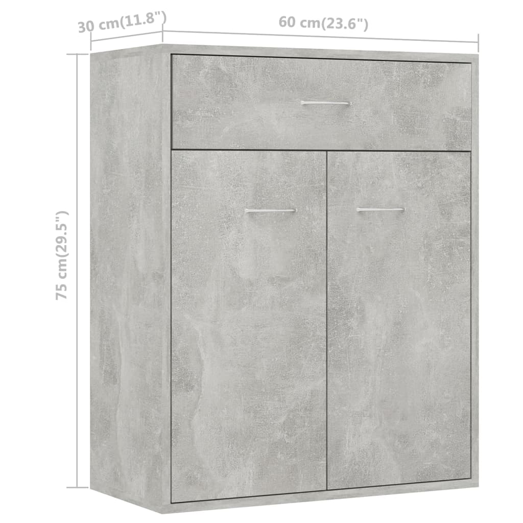 Dressoir 60x30x75 cm spaanplaat betongrijs Betongrijs