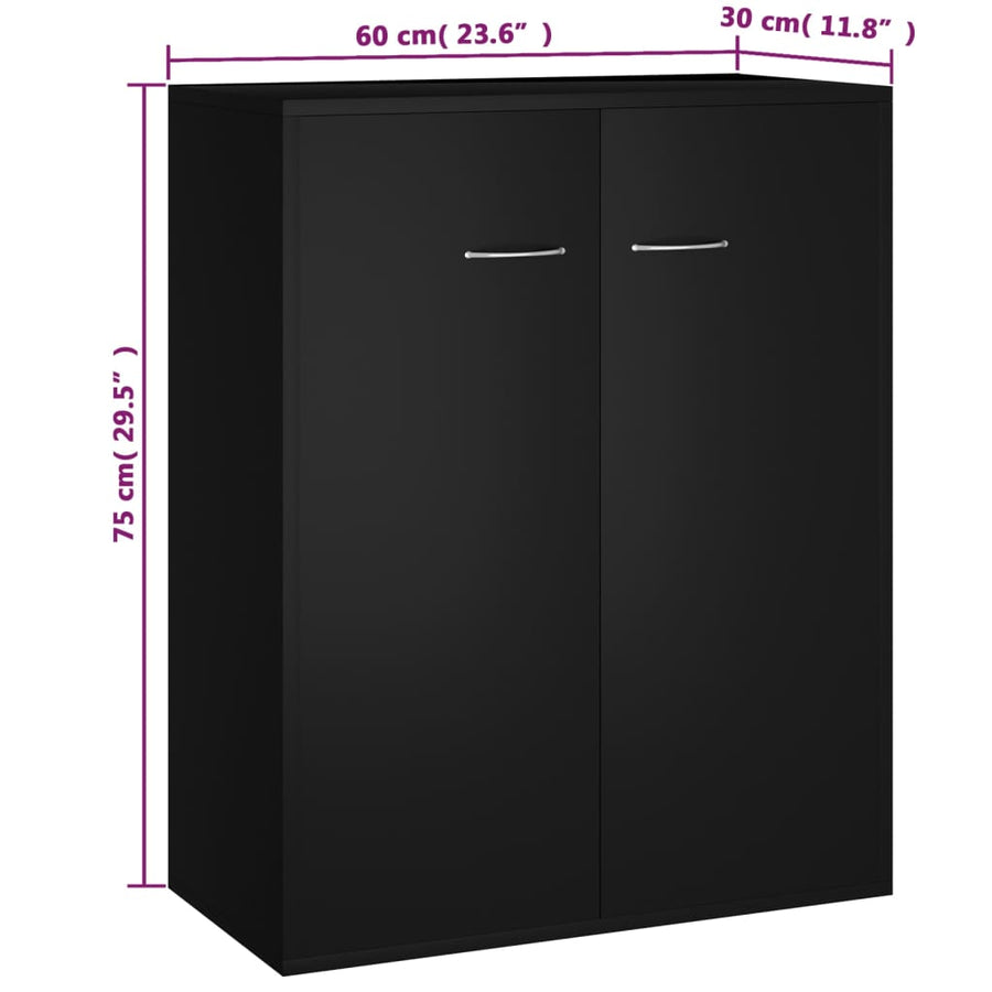 Dressoir 60x30x75 cm bewerkt hout zwart
