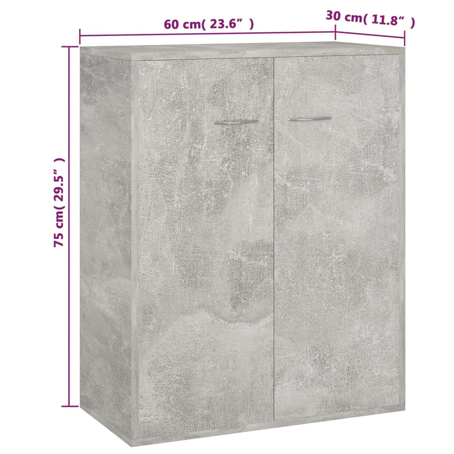 Dressoir 60X30X75 Cm Spaanplaat Betongrijs