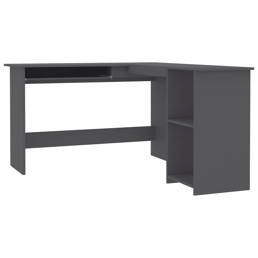 Hoekbureau L-vormig 120x140x75 cm bewerkt hout grijs