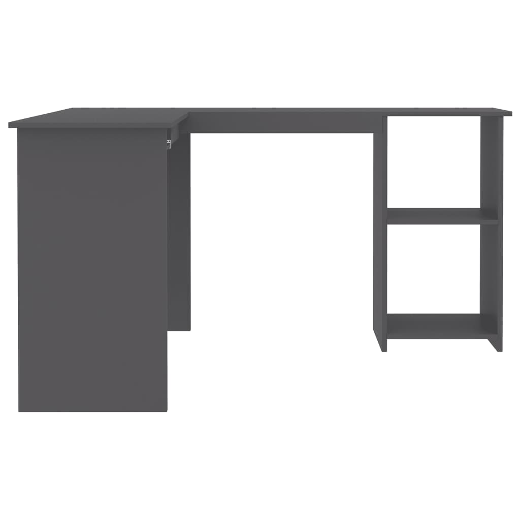 Hoekbureau L-vormig 120x140x75 cm bewerkt hout grijs