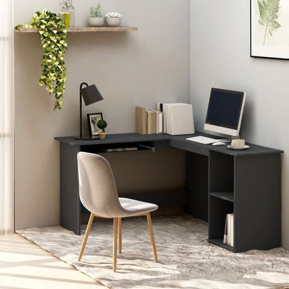 Hoekbureau L-vormig 120x140x75 cm bewerkt hout grijs