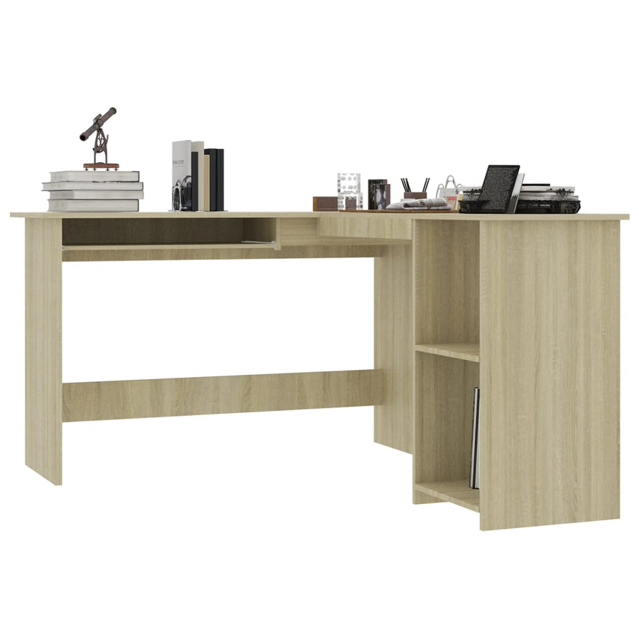 Hoekbureau L-Vormig 120X140X75Cm Bewerkt Hout Kleur Sonoma eiken