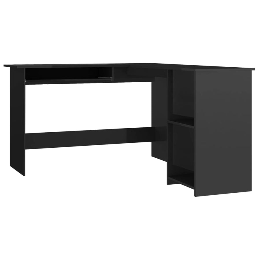 Hoekbureau L-Vormig 120X140X75 Cm Bewerkt Hout Hoogglans zwart