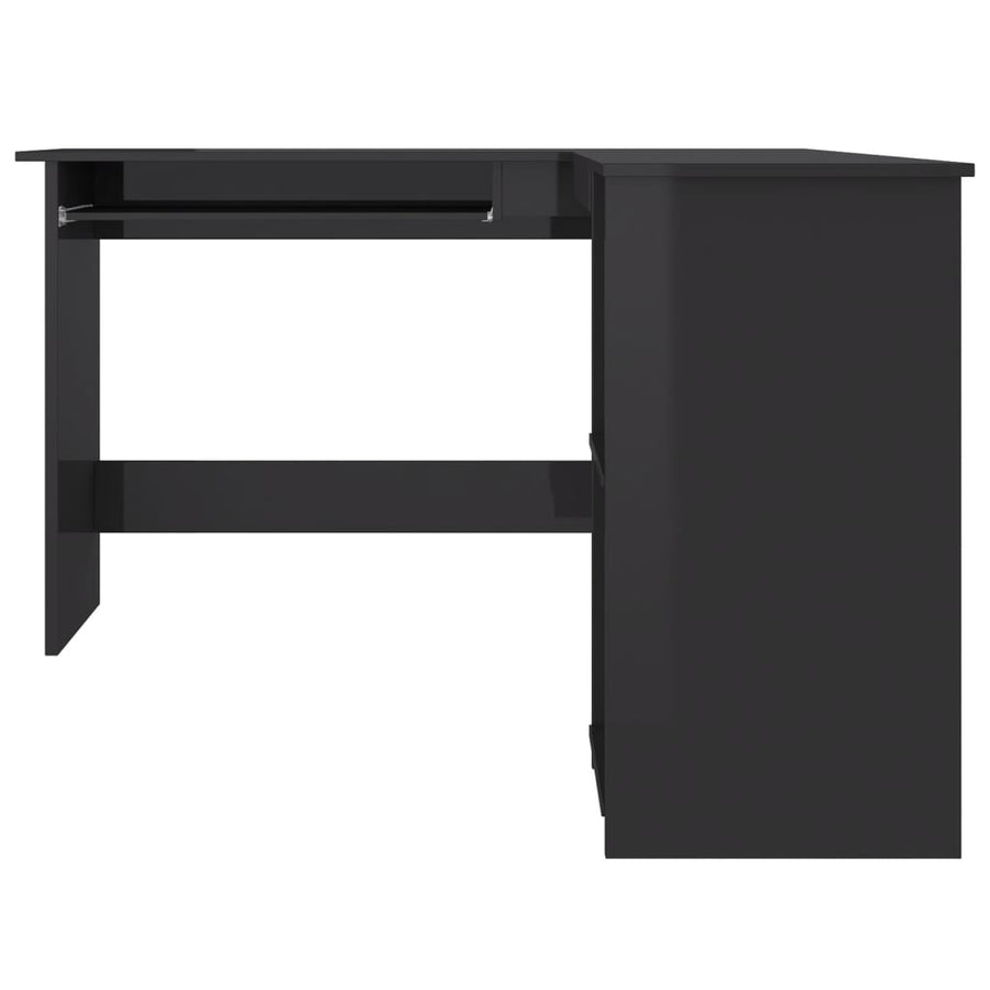 Hoekbureau L-Vormig 120X140X75 Cm Bewerkt Hout Hoogglans zwart