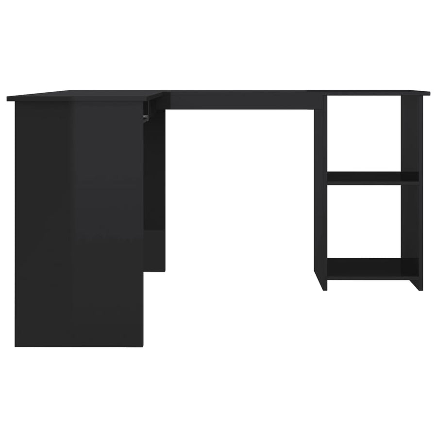 Hoekbureau L-Vormig 120X140X75 Cm Bewerkt Hout Hoogglans zwart