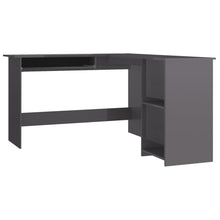 Hoekbureau L-vormig 120x140x75 cm bewerkt hout hoogglans grijs