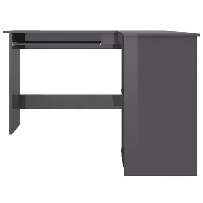 Hoekbureau L-vormig 120x140x75 cm bewerkt hout hoogglans grijs