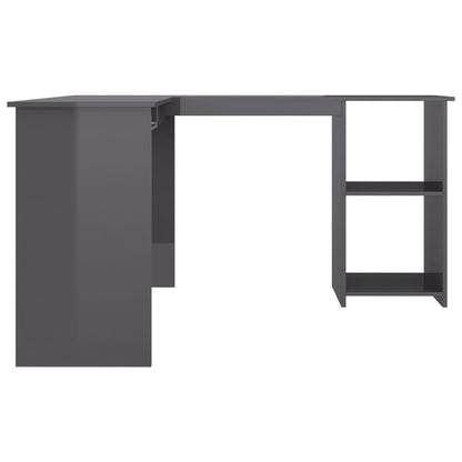 Hoekbureau L-vormig 120x140x75 cm bewerkt hout hoogglans grijs