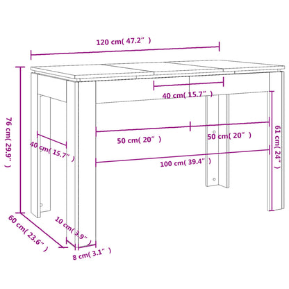 Eettafel 20X60X76 Cm Bewerkt Hout Zwart
