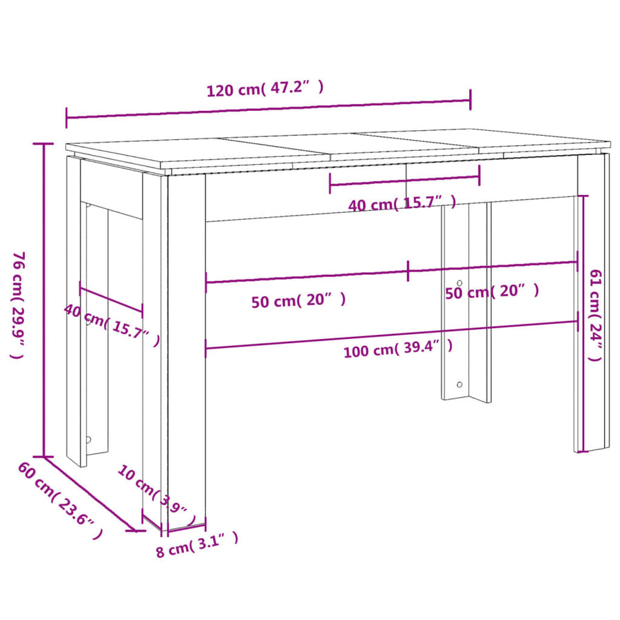 Eettafel 20X60X76 Cm Spaanplaat Betongrijs