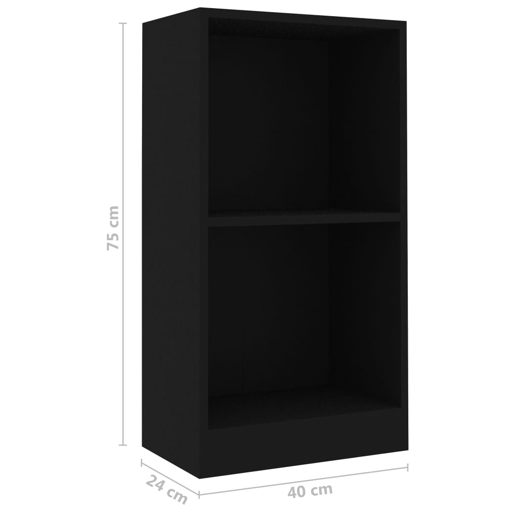 Boekenkast 40x24x75 cm bewerkt hout zwart
