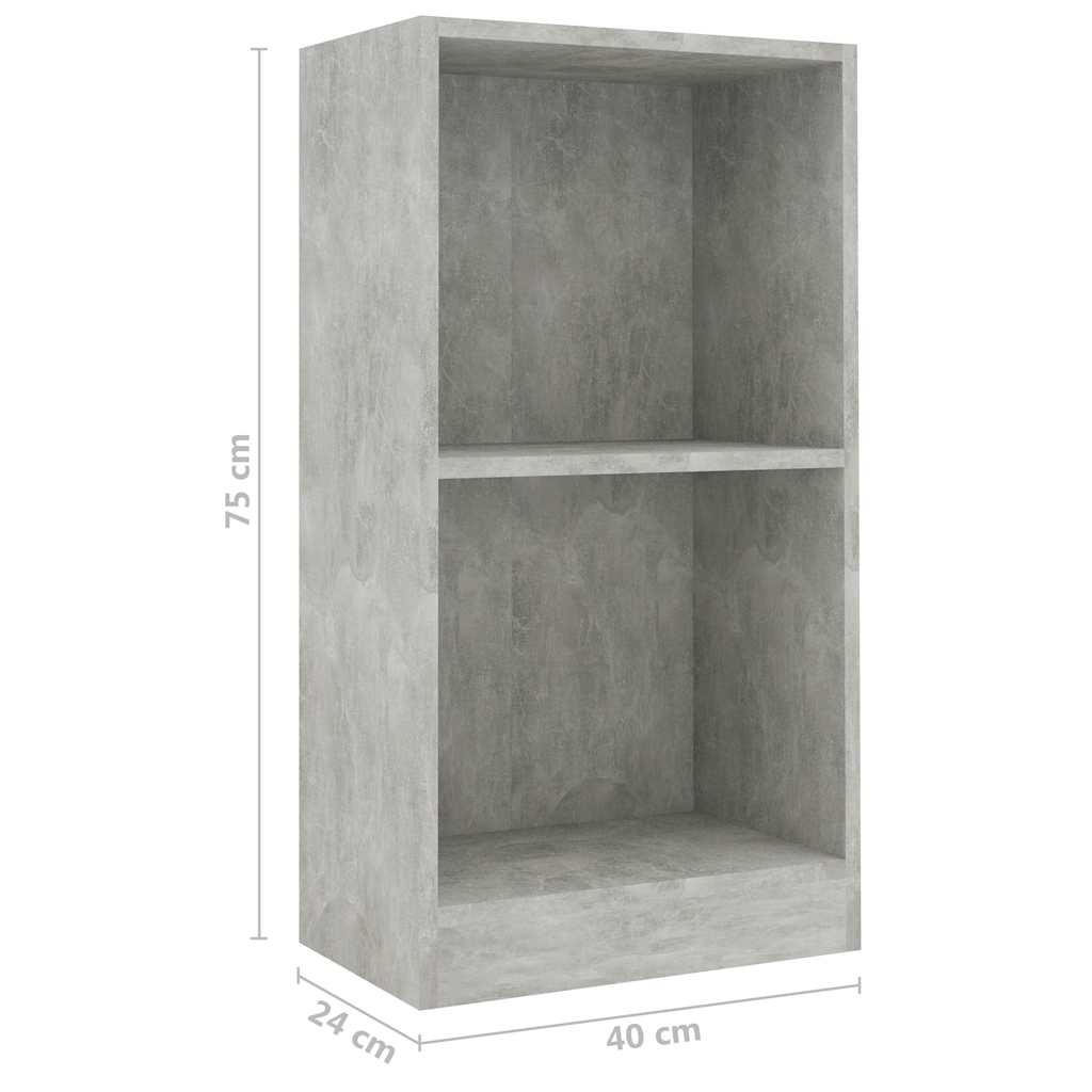 Boekenkast 40x24x75 cm bewerkt hout betongrijs