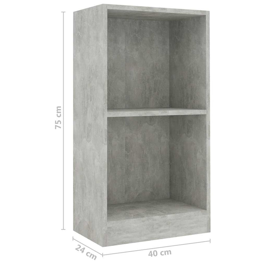 Boekenkast 40x24x75 cm bewerkt hout betongrijs