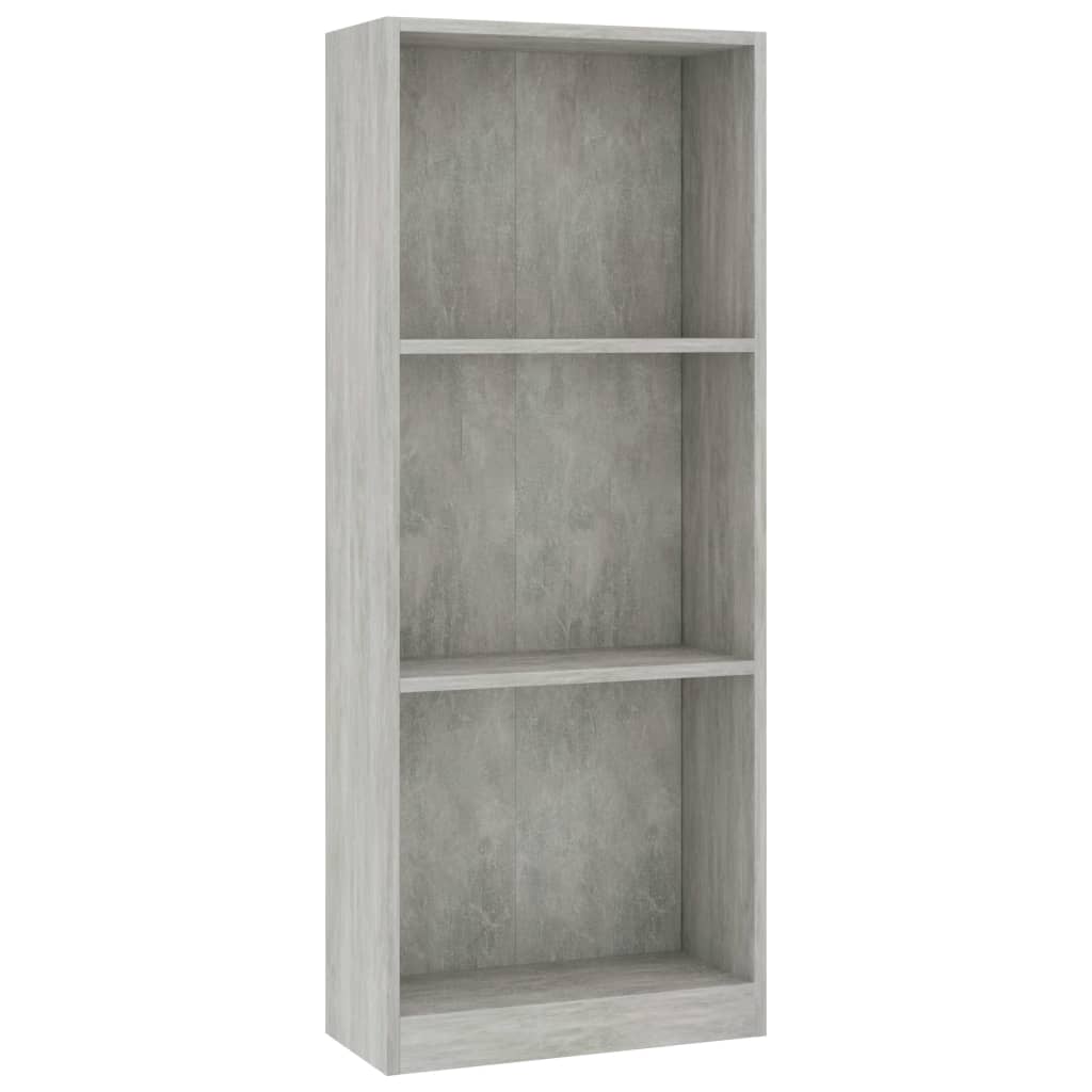 Boekenkast Met 3 Schappen Bewerkt Hout 40 x 24 x 108 cm Betongrijs