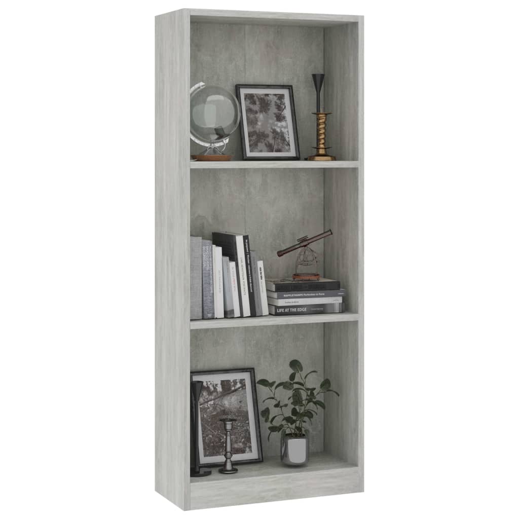 Boekenkast Met 3 Schappen Bewerkt Hout 40 x 24 x 108 cm Betongrijs