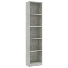 Boekenkast Met 5 Schappen Bewerkt Hout 40 x 24 x 175 cm Betongrijs