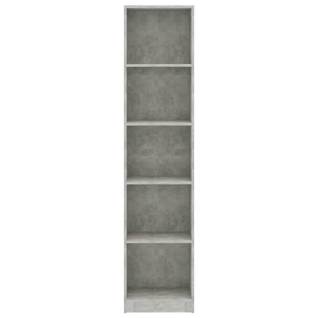 Boekenkast Met 5 Schappen Bewerkt Hout 40 x 24 x 175 cm Betongrijs