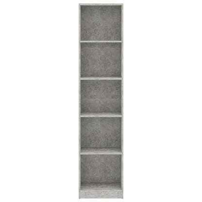 Boekenkast Met 5 Schappen Bewerkt Hout 40 x 24 x 175 cm Betongrijs