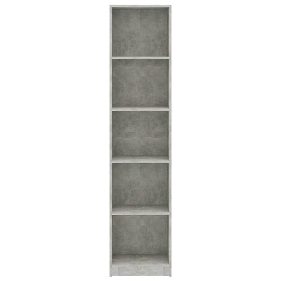 Boekenkast Met 5 Schappen Bewerkt Hout 40 x 24 x 175 cm Betongrijs