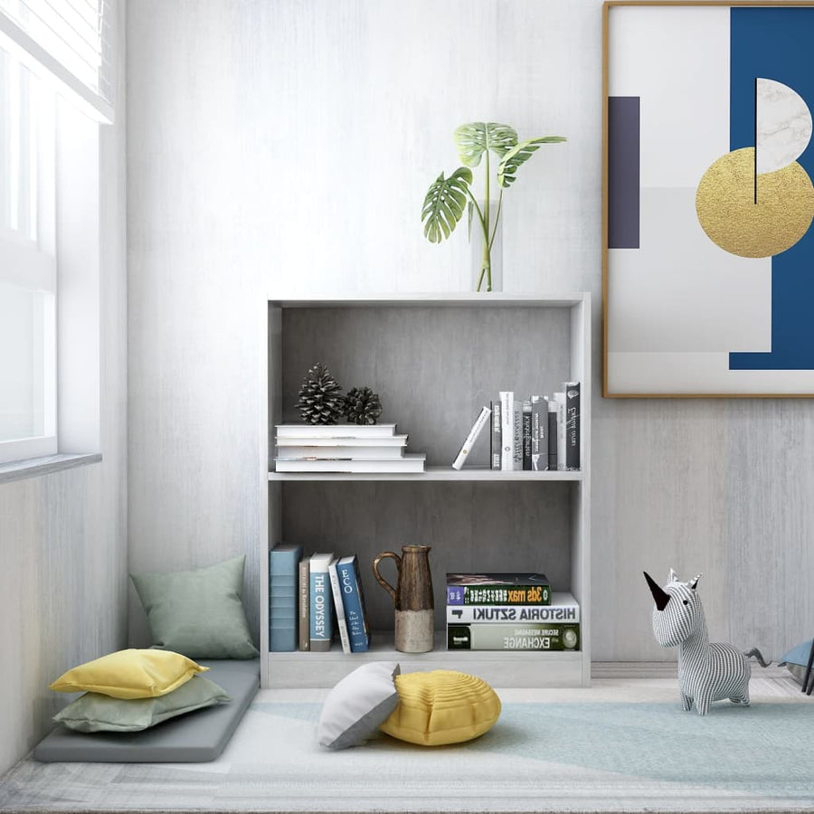 Boekenkast Bewerkt Hout 60 x 24 x 76 cm Betongrijs