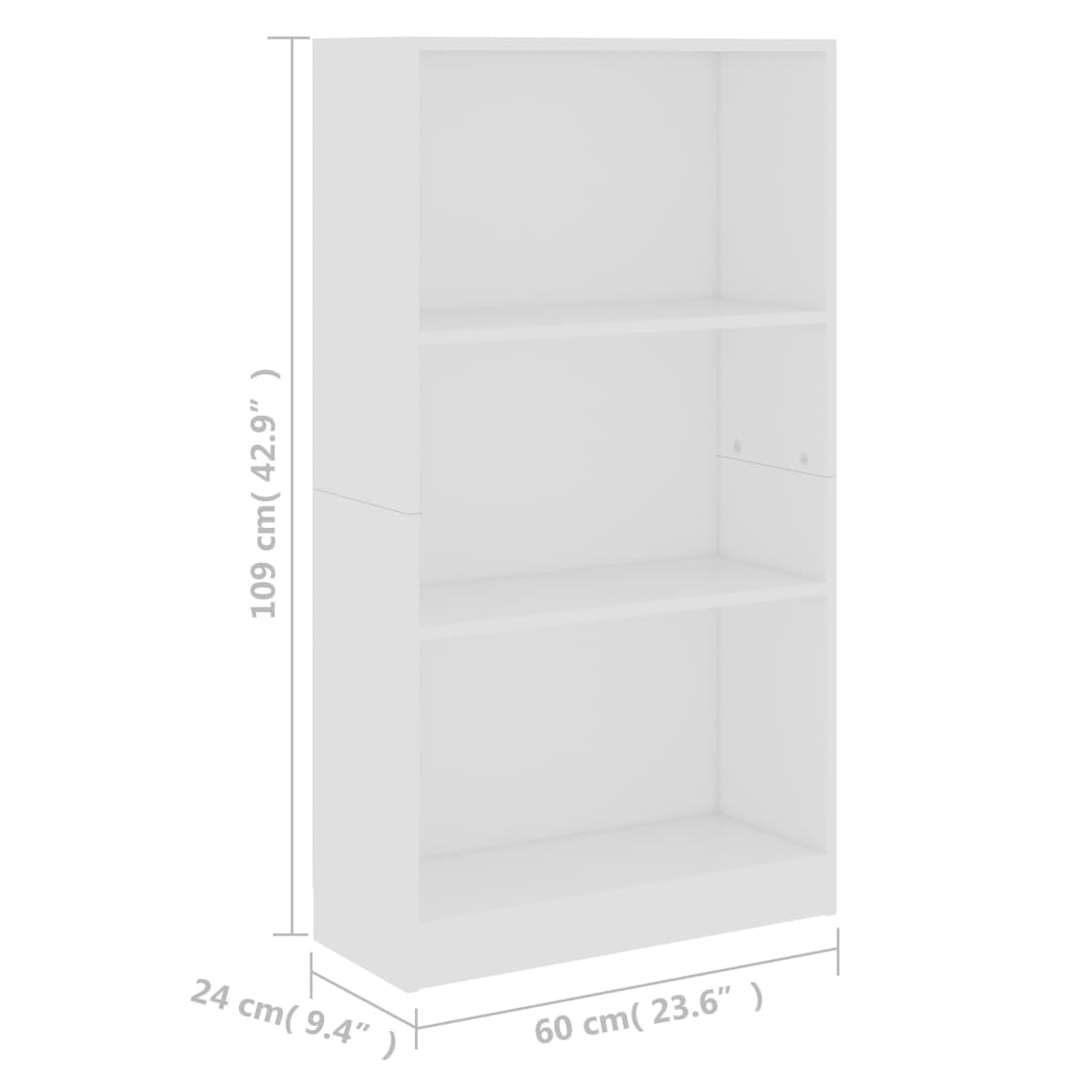 Boekenkast Met 3 Schappen Bewerkt Hout 60 x 24 x 109 cm