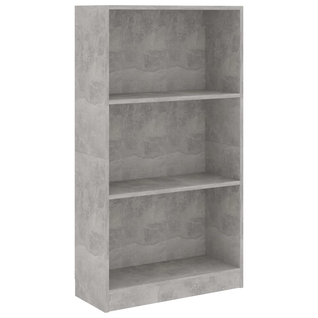 Boekenkast Met 3 Schappen Bewerkt Hout 60 x 24 x 109 cm Betongrijs