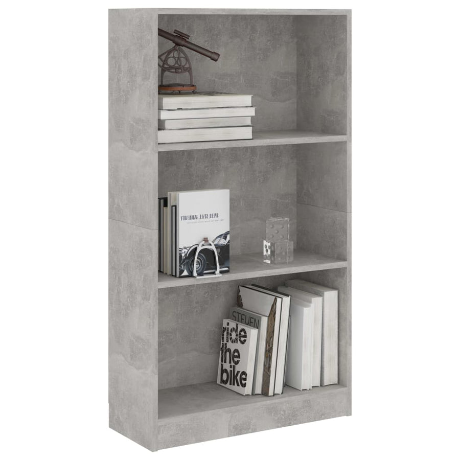 Boekenkast Met 3 Schappen Bewerkt Hout 60 x 24 x 109 cm Betongrijs