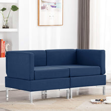 Hoekbanken 2 St Met Kussens Sectioneel Stof Blauw 2x corner sofas