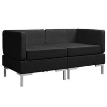 Hoekbanken 2 St Met Kussens Sectioneel Stof Zwart 2x corner sofas