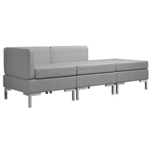 3-Delig Bankstel Stof Lichtgrijs Middenbank + hoekbank + Voetensteun